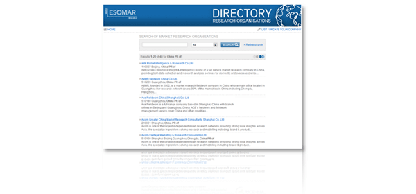 Research agencies in ESOMAR directory