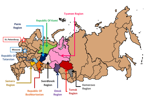 Market research locations in Russia